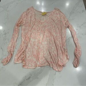 Free People Blush Pink Patterned Long Sleeve Top